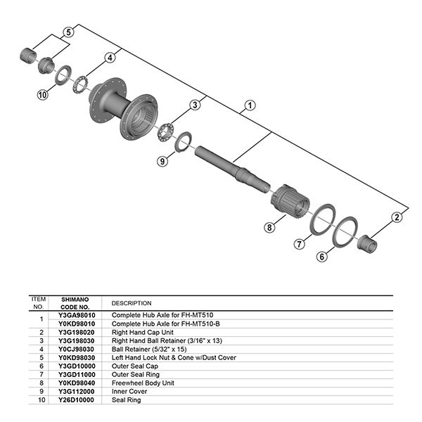 Complete Hub Axle WH-MT501-CL - Por defecto