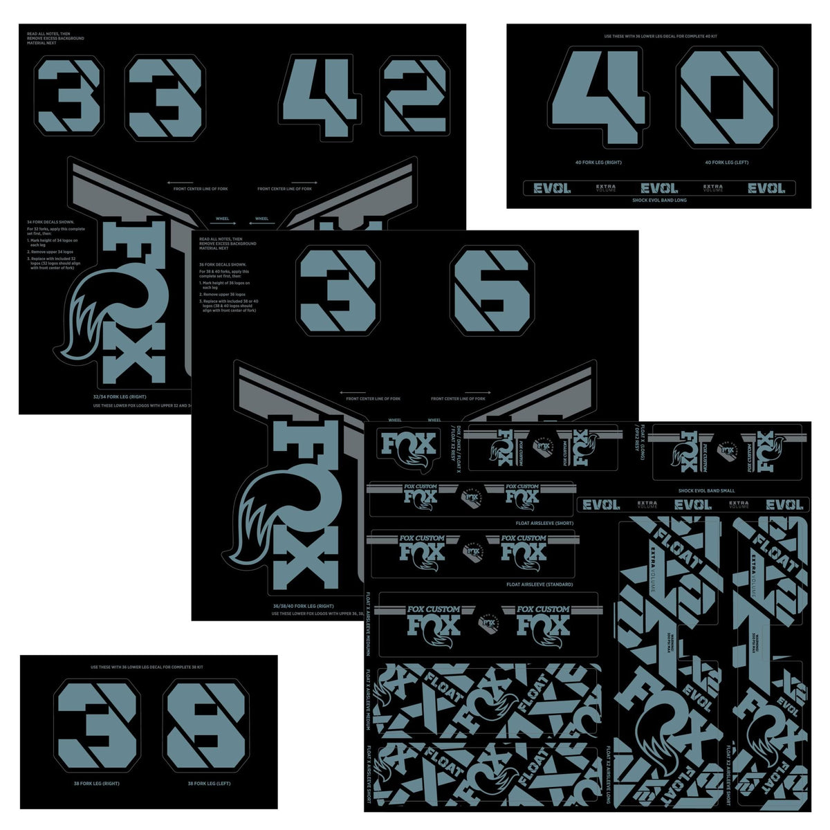 Kit Adhesivos Fox Custom Horq/Amort. Azul Tormenta 2021 - Por defecto