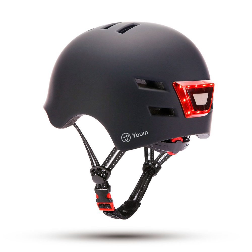 Casco LED Frontal y Trasero - Negro Talla L