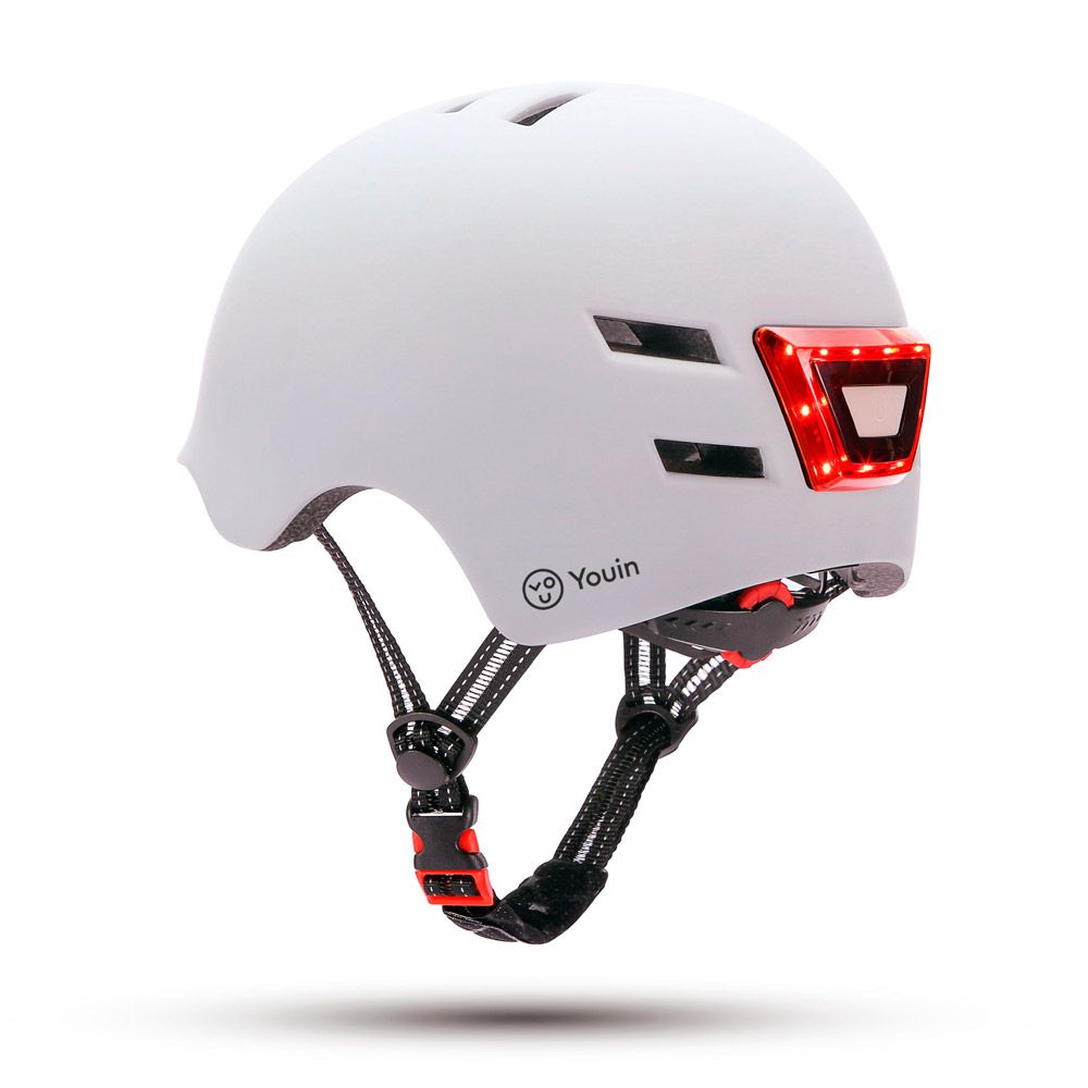 Casco LED Frontal y Trasero - Blanco Talla L