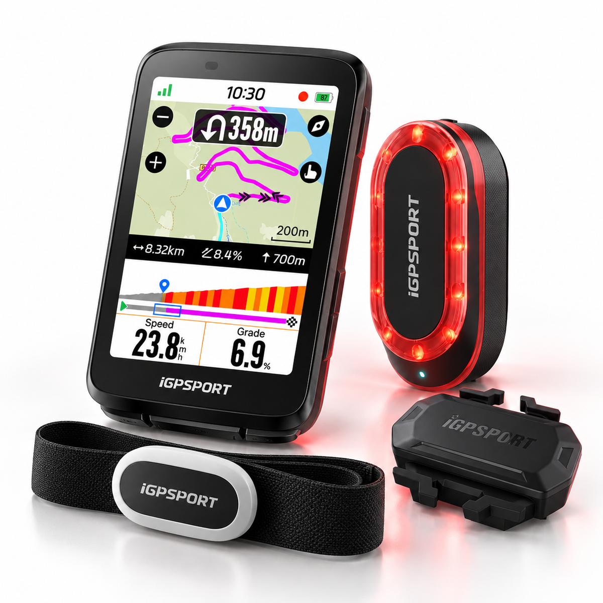 Pack iGPSPORT completo: BiNavi negro, SR-Mini, CAD70 y HR50
